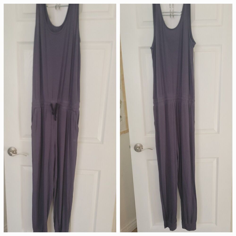 Albion Serenity Tank Jumpsuit Size Medium Elastic Waist Drawstring Gray